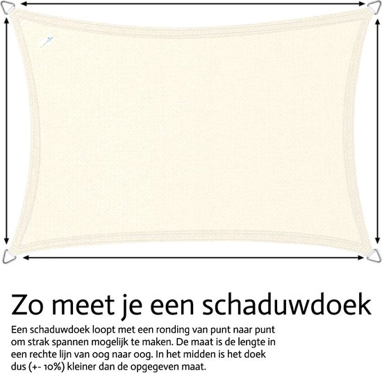 Buitenkado schaduwdoek waterdicht 4 x 5m, creme wit