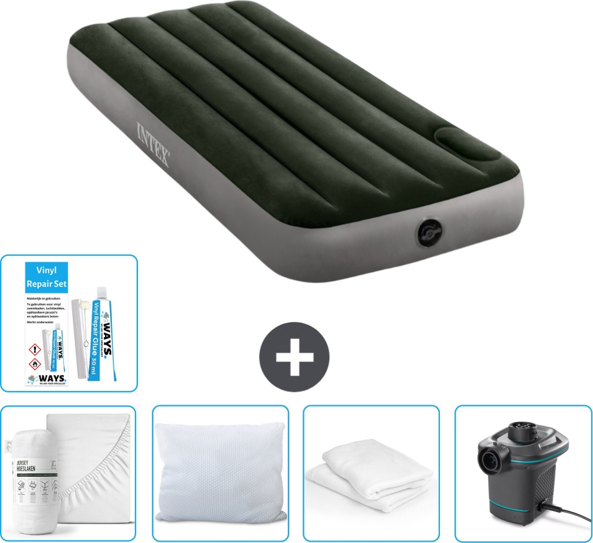 Intex Luchtbed - 1-Persoons - 76 x 191 x 25 cm - Groen - Accessoires CB2