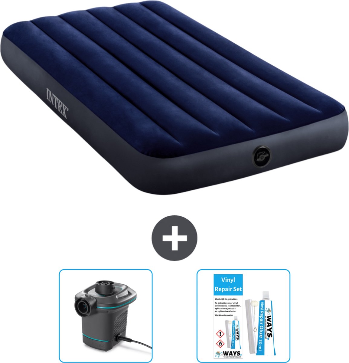 Intex Luchtbed - 1-Persoons - 99 x 191 x 25 cm - Blauw - Inclusief Accessoires CB14