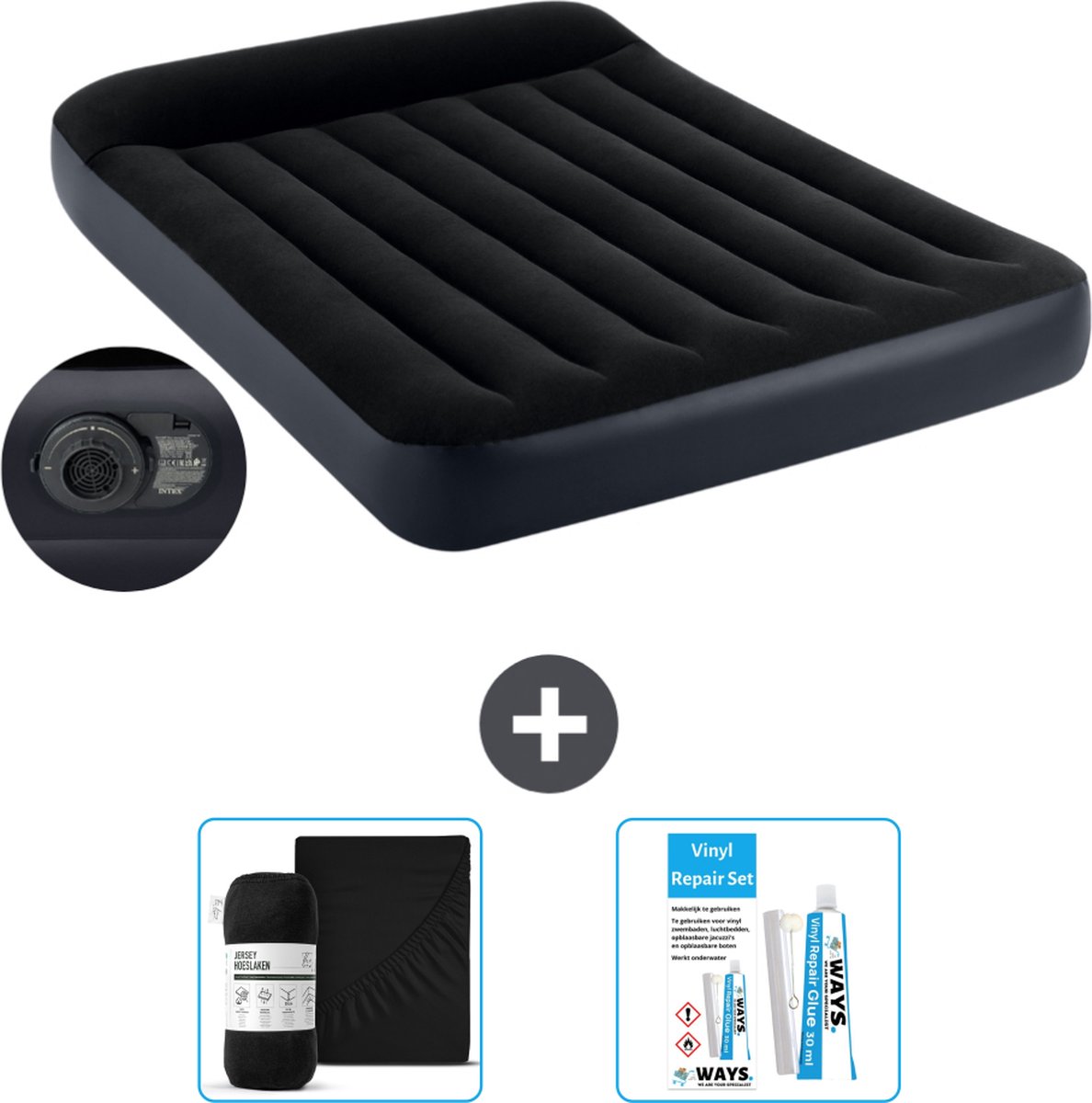 Intex Luchtbed - Twijfelaar - 137 x 191 x 25 cm - Blauw - Inclusief pomp - Accessoires CB18