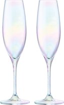 L.S.A. - Polka Champagne Flute 225ml Mother of Pearl Set van 4 Stuks - Glas - Transparant