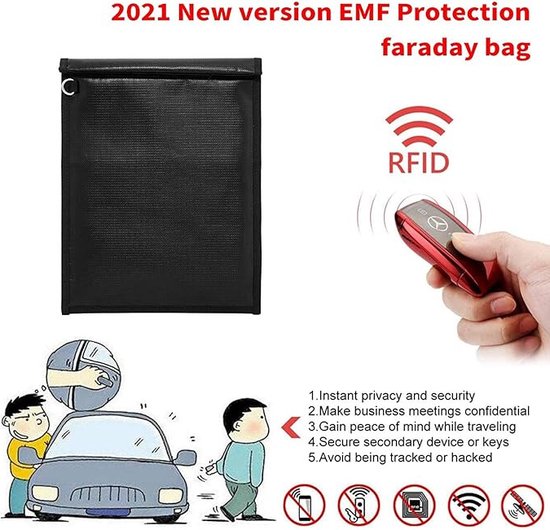 Confezione Da 2 Borse Faraday Per Auto, Tasche Di Blocco Del Segnale Rfid Universale Per Chiavi Dellauto Avviamento Senza Chiave Protezione Portachiavi Fibra Di Carbonio Nera Con Ganci