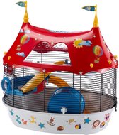 Drie verdiepingen kooi voor hamsters en muizen - stevig plastic metaal inclusief accessoires 49.5 x 34 x 42.5cm meerkleurig