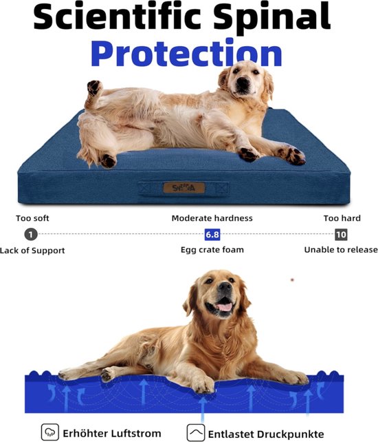 Lit cage pour chien XXL - lit orthopédique imperméable pour chiens de grande taille, housse amovible et lavable, tapis en mousse pour cage à œufs