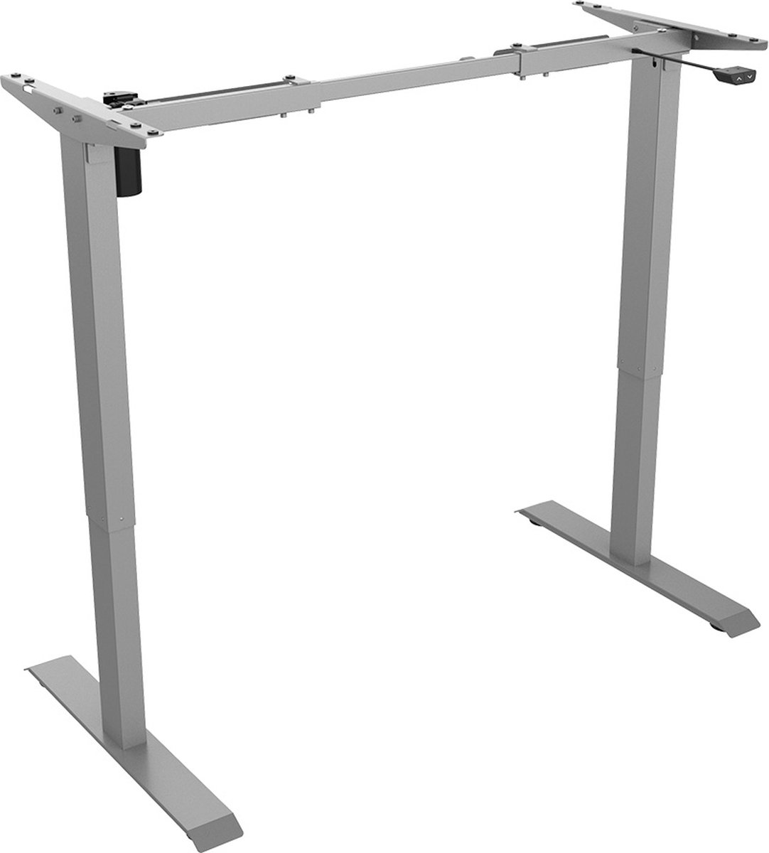 Worktrainer - BasicDesk Zit Sta Bureau - Hoogte 71 - 121 cm - Breedte 85 - 129 cm - Elektrisch in Hoogte Verstelbaar Bureau - Zilver