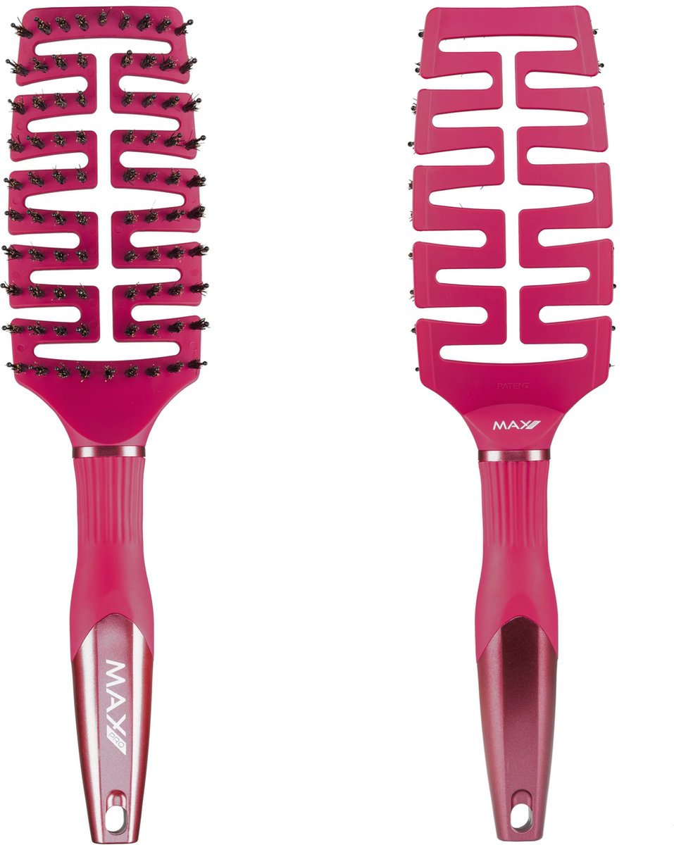 Max Pro Detangler Haarborstel Burgundy Beauty - Antiklit - Haar borstel - Jongens en meisjes - Comb - Brostel - Zwijnenhaar borstel
