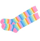 Fel gekleurde kousen gestreept - Lange kousen - Lange sokken - Roze