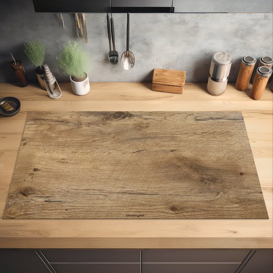 KitchenYeah® Protection plaque induction 91.6x52.7 cm - Marron - Motif bois - Protege plaque de cuisson - Couvre plaque induction - Protecteur d'induction - Cuisine