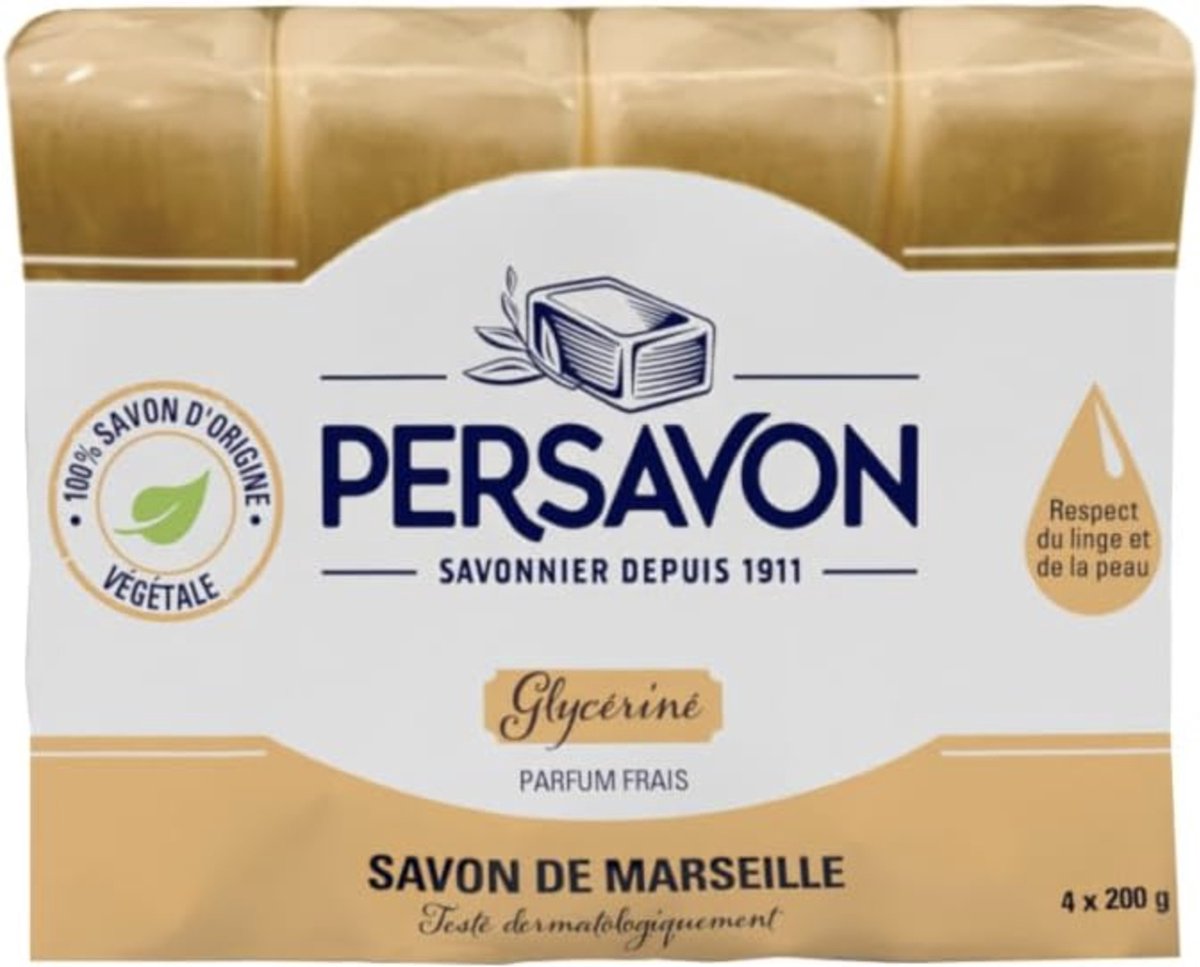 Goedkoopste Persavon - Geglycerineerde Marseillezeep, dermatologisch getest, natuurlijke oorsprong - 5x100 gr