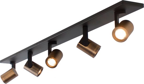 Moderne Halo spot | 5 lichts | zwart/brons | metaal | GU10 | 118 cm | zwenk- en kantelbaar | hal / slaapkamer | modern design
