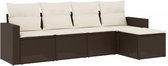 vidaXL - 5-delige - Loungeset - met - kussens - poly - rattan - bruin