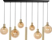 Grote hanglamp Bollique | 9 lichts | amber / goud / zwart | glas / metaal | in hoogte verstelbaar tot 160 cm | 140 x 25 cm | dimbaar | GU10 | modern design