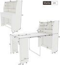 Afmetingen van de witte uittrekbare tafel.