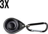 PartyDop - Universele flessendop - Festival dop - Flessendop voor waterflesjes - Met karabijnhaak - Kunststof - Black - Zwart - 3 stuks
