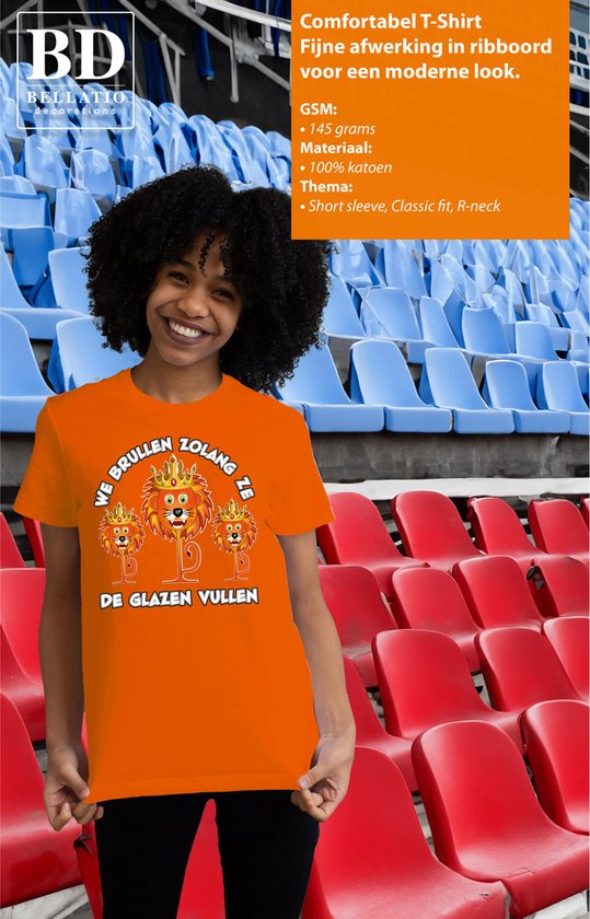 Bellatio Decorations T-shirt habillé pour femme - Lions - Orange - Supporter de football d'Europe/Coupe du Monde XS