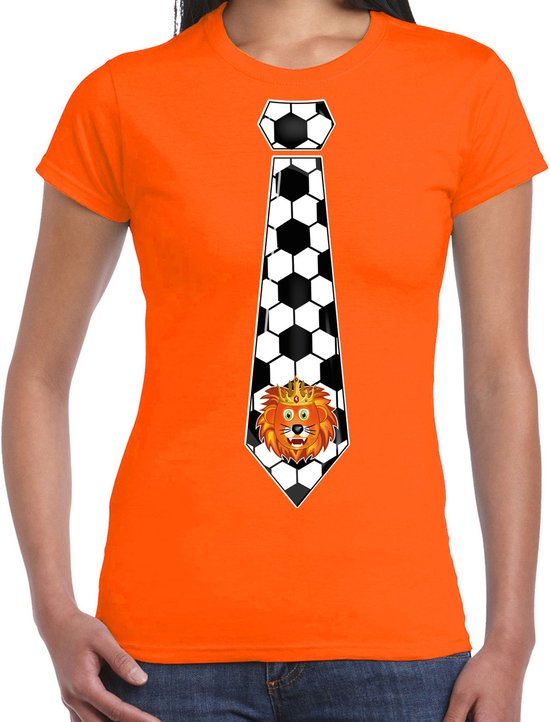 Bellatio Decorations Verkleed shirt dames - voetbal stropdas - oranje - EK/WK voetbal supporter XS