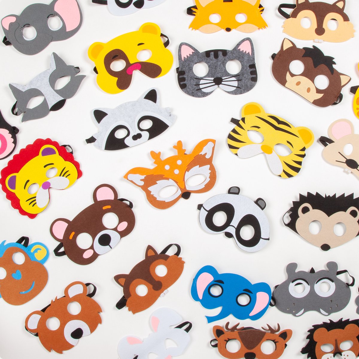 Fissaly 30 Stuks Dieren Jungle Maskers voor Kinderfeest & Verkleed Partijen – Safari Kostuum Decoratie - Dierenmaskers — afbeelding 3