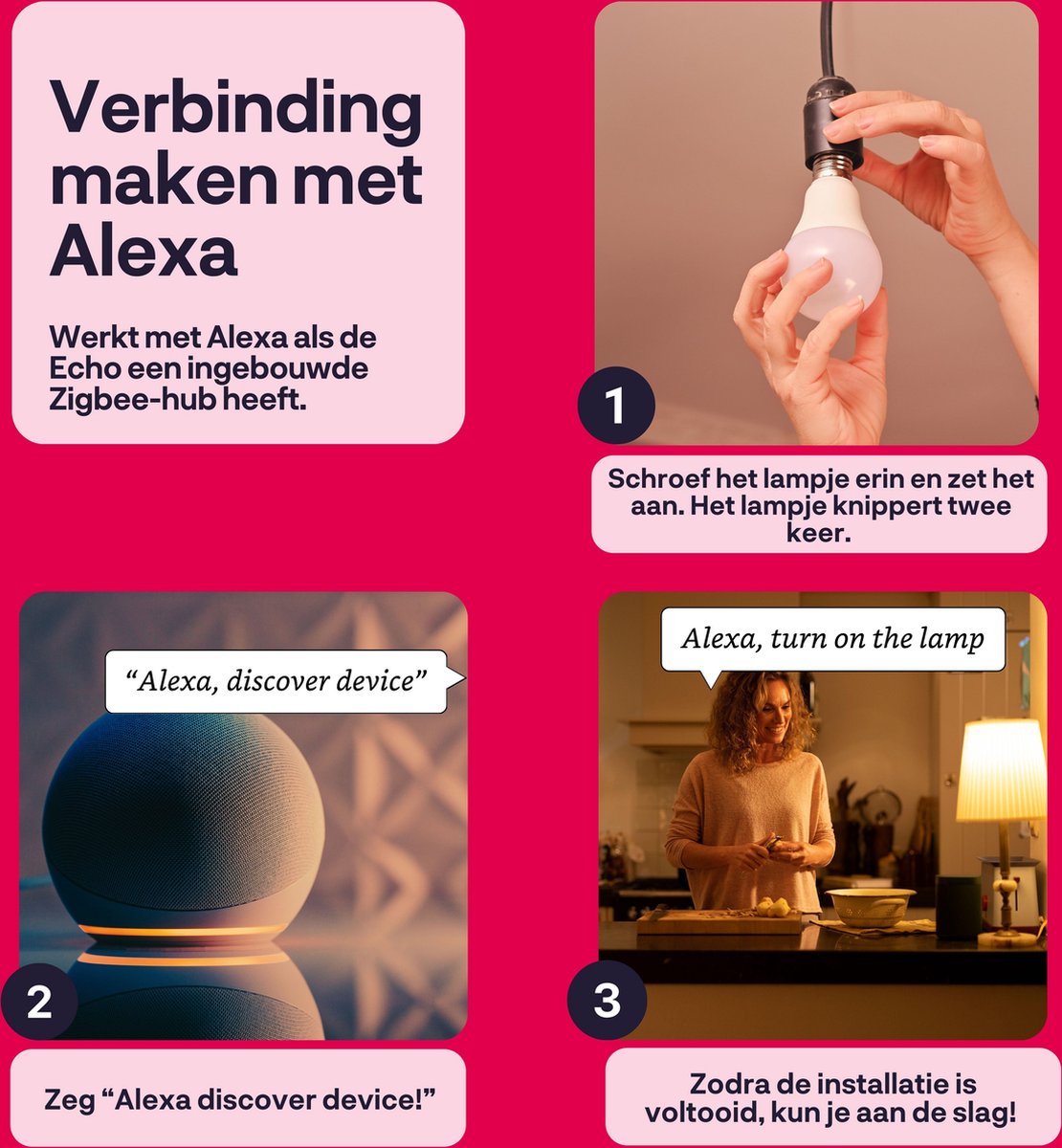 Innr smart E27 LED lamp - geschikt voor Philips Hue - Zigbee bulb - warmwit licht - slimme lamp - dimbaar - 806 lumen - 4 pack – foto 4