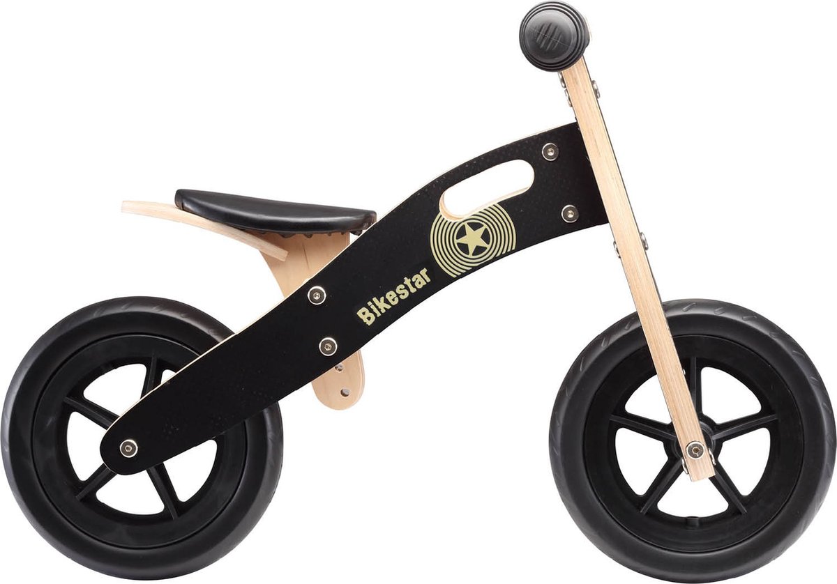 Bikestar houten loopfiets 10 inch wielen zwart