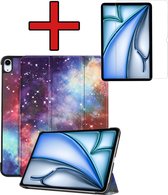 Hoes Geschikt voor iPad Air 2024 (11 inch) Hoes Book Case Hoesje Trifold Cover Met Screenprotector - Hoesje Geschikt voor iPad Air 6 (11 inch) Hoesje Bookcase - Galaxy