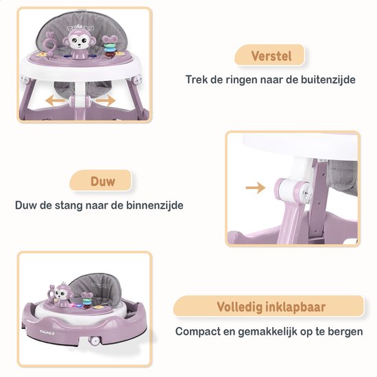 Twinky® Babywalker - Luxe Loopstoel met 3-delige speelset - Loopstoeltje voor Baby inclusief Voetenmat en Steel van Twinky — afbeelding 4