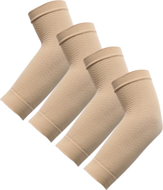 Foto: U fit one arm sleeve 4 stuks compressie arm mouwen elleboog zweetabsorberend beige