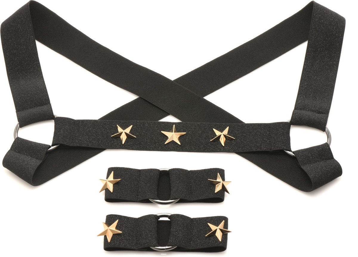 Goedkoopste XR Brands - Borstharnas met Armbanden - Zwart