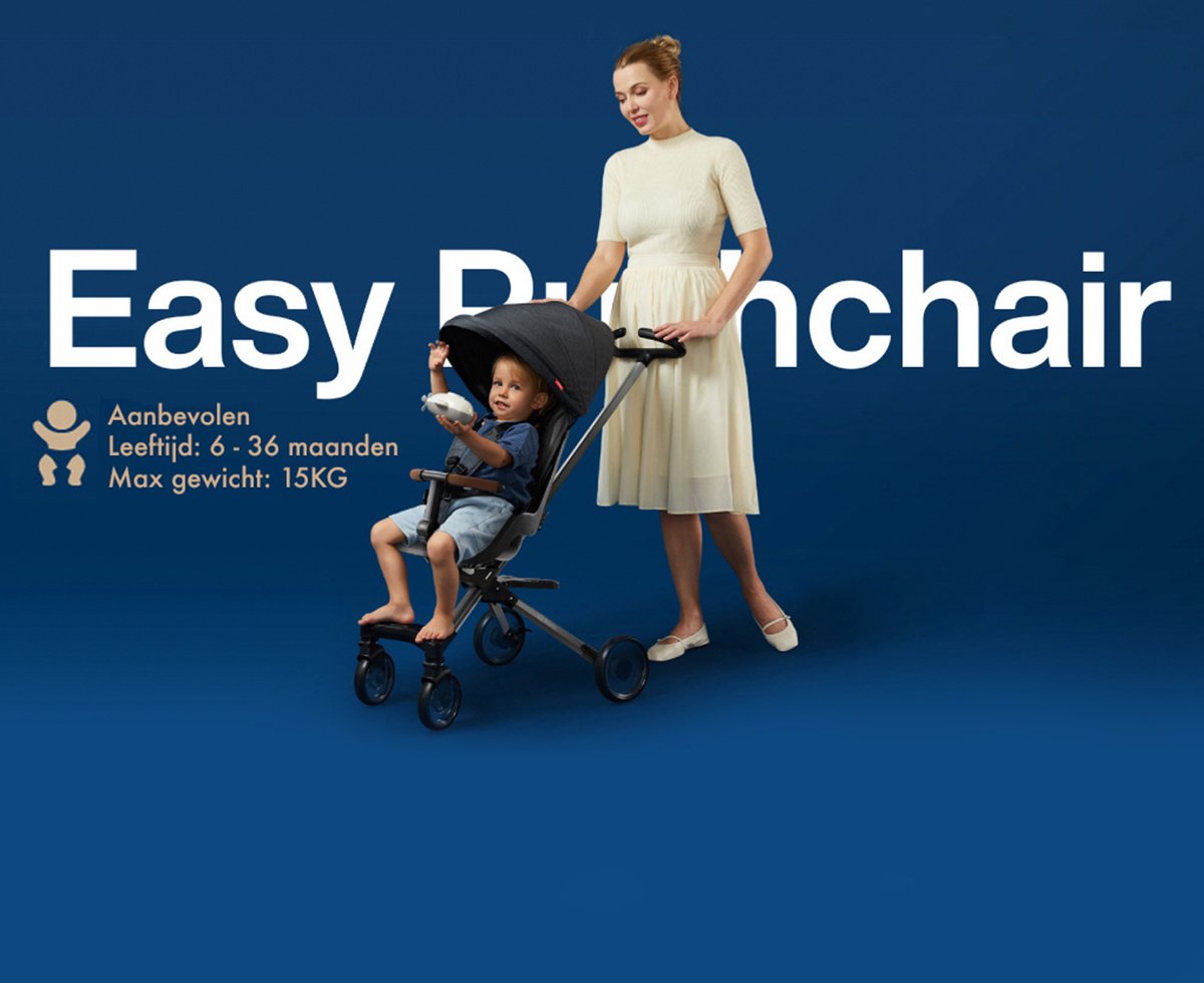 Qplay Easy Buggy Inklapbaar - Kinderbuggy Lichtgewicht Compact - Zwart thumbnail 2