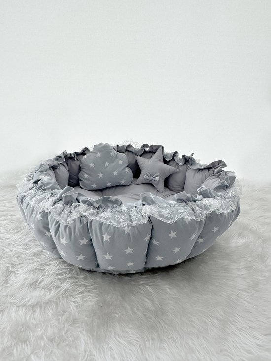 Baby Speelmat - Organische Katoen Speelkleden - Mollig en Zacht - Antibacterieel Speelmat - Anti-Allergisch Speelmat - Grijs Ster - 120 x 120 cm van BelleStyle — afbeelding 4