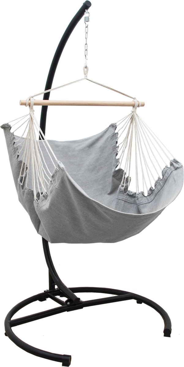 XL Hangstoel met Standaard - 155x125 Tuin Hangstoel - Zit Hangmat voor Buiten met Stalen Frame