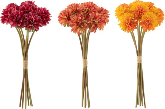 J-Line bloemenboeket Dahlia 7 Koppen - kunststof - mix - 3 stuks