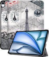 Hoes Geschikt voor iPad Air 2024 (11 inch) Hoes Book Case Hoesje Trifold Cover - Hoesje Geschikt voor iPad Air 6 (11 inch) Hoesje Bookcase - Eiffeltoren