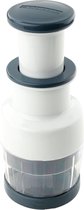 Uienhakker #easyprepare met doorzichtige opvangbak - Veilige grip - Anti-slip voetjes - Wit/Blauw-Grijs