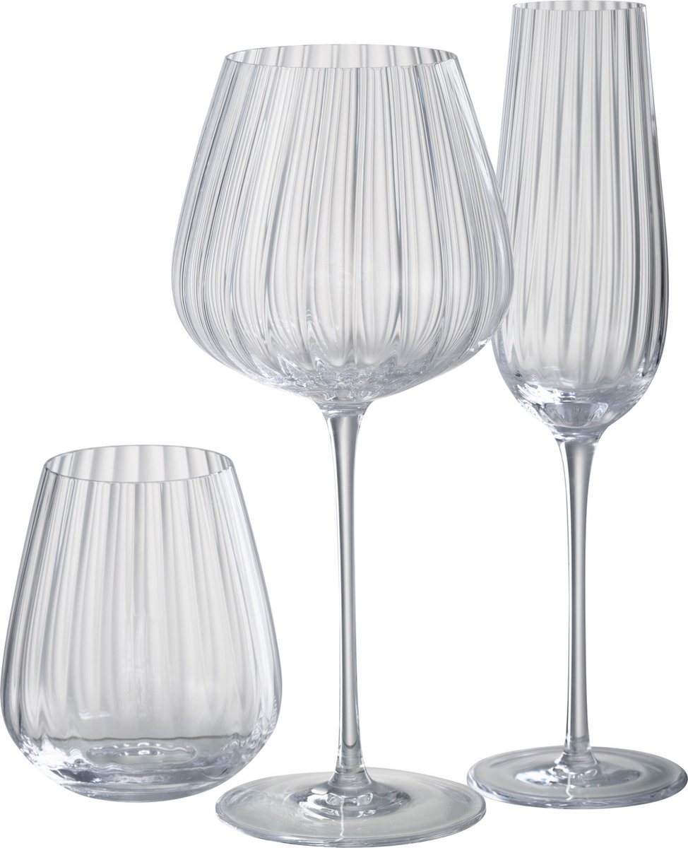 J-Line glas champagne Strepen - glas - 6 stuks