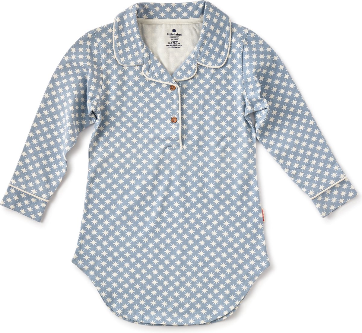 Little Label Pyjama Dames - lichtblauw, wit - Twinkle - Nachthemd - Slaapshirt - Zachte BIO Katoen
