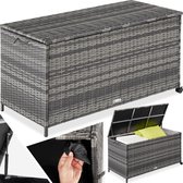 tectake® - Opbergbox kussenbox - Ca. 117x54x64cm - Met 2 wieltjes en draagriem - Gasdrukveren aan deksel - Eenvoudige montage - grijs