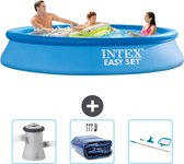 Intex Rond Opblaasbaar Easy Set Zwembad - 305 x 61 cm - Blauw - Inclusief Zwembadfilterpomp - Solarzeil - Schoonmaakset