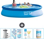 Intex Rond Opblaasbaar Easy Set Zwembad - 396 x 84 cm - Blauw - Inclusief Pomp Filters - Testrips - Chloor
