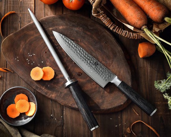 Série Xinzuo B1H – Acier à aiguiser diamant – Professionnel – Fabriqué en acier à haute teneur en carbone extrêmement dur – Comprend un coffret cadeau