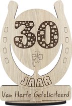 30 jaar - houten verjaardagskaart - wenskaart om iemand te feliciteren - kaart verjaardag 30 - 17.5 x 25 cm
