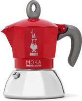 Inductie, Mokkapot, geschikt voor alle soorten fornuizen, 2 kopjes espresso (100 ml), rood [Energieklasse A+]