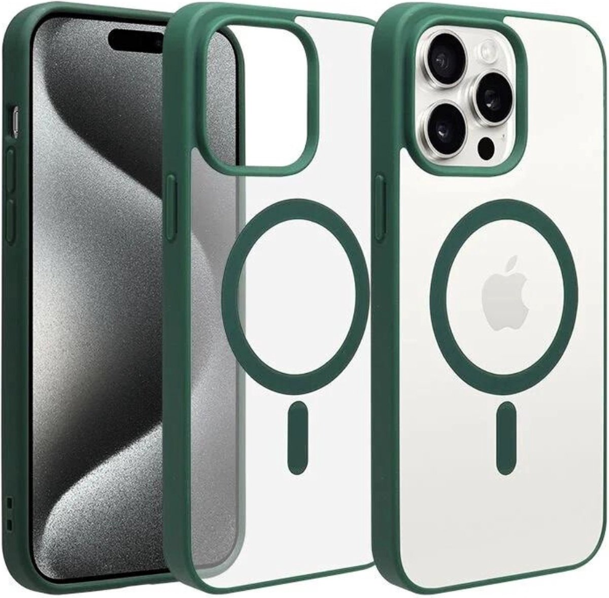 Optimity hoesje voor iPhone 12 Clear Case Magnetic groen
