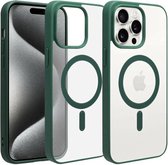 Optimity hoesje voor iPhone 12 Clear Case Magnetic groen + Privacy Anti-Spy Gehard Glas Schermbeschermer
