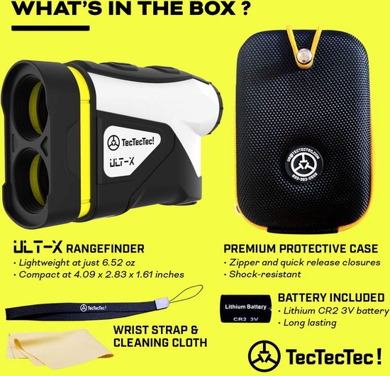 TecTecTec ULT-X Laser Golfafstandsmeter - Rangefinder - Hoogwaardige Nauwkeurigheid, 6x Vergroting, Slope Modus, Vlagvergrendeling, Weerbestendig van TecTecTec — afbeelding 2