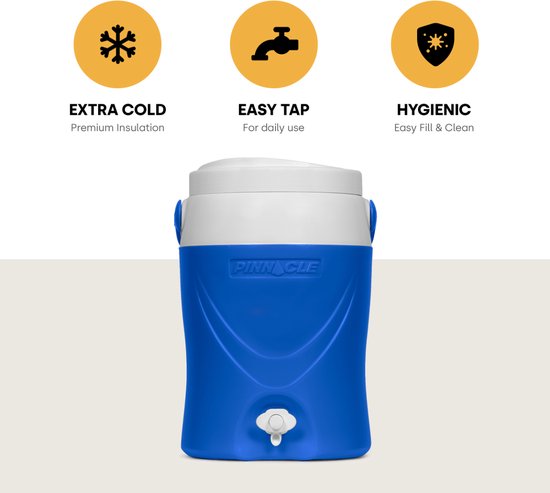 Pinnacle Platino 2 Gallon - Geïsoleerde Drankdispenser / Drankkoeler met kraantje - 8 Liter - Blauw van Pinnacle. — afbeelding 3