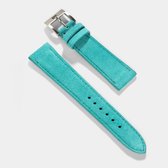 B&S Leren Horlogeband Luxury - Turquoise Suede - 20mm