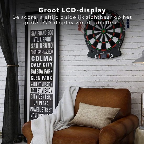 Cheqo® Elektronisch Dartbord - Complete Dartset - Met Pijlen - Reserve Pijlpunten - 159 Spelvariaties - Automatische Uitschakeling - Grote LCD Display - 8 Spelers Tegelijk - Dart Bord van Cheqo® — afbeelding 2