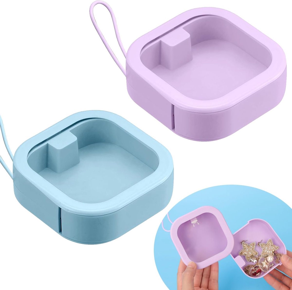 Goedkoopste Haarelastiekjesdispenser Draagbare badkamer Reisaccessoires Organisator Wattenstaafje Haarclip Haarspeld (paarsblauw 2 stuks