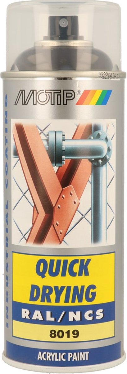 Motip industrial acryllak hoogglans RAL 8019 grijsbruin - 400 ml