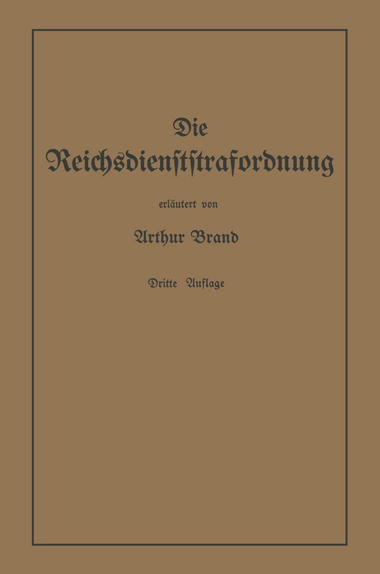 Die Reichsdienststrafordnung (Rdsto) - cover